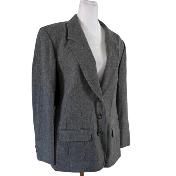 Pendleton 100% Virgin Wool Gray 2 Button Blazer Size 8 - Picture 4 of 7